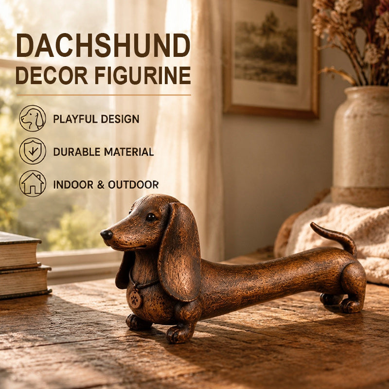 Statuetta decorativa in legno a forma di bassotto