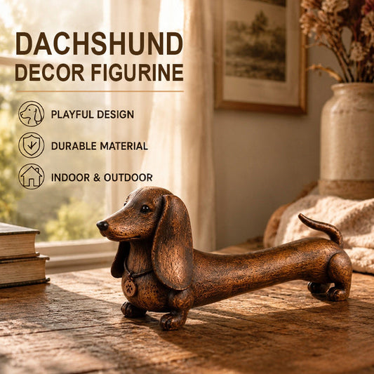 Statuetta decorativa in legno a forma di bassotto