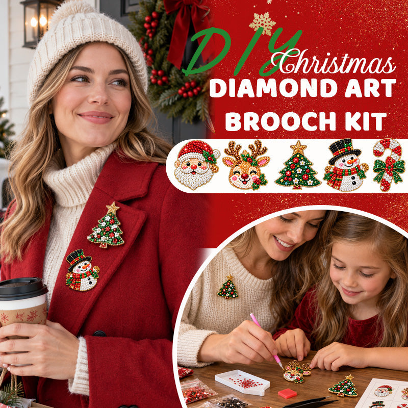 ✨🎄 Kit fai da te per spille natalizie con tecnica “diamond painting” — 6 disegni a tema festivo, per un tocco di brillantezza da indossare