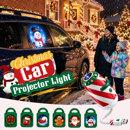 Luce proiettore natalizia “Merry Ride” a forma di aut