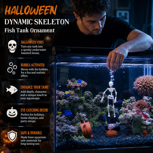 Decorazione per acquario a forma di scheletro dinamico di Hallowee