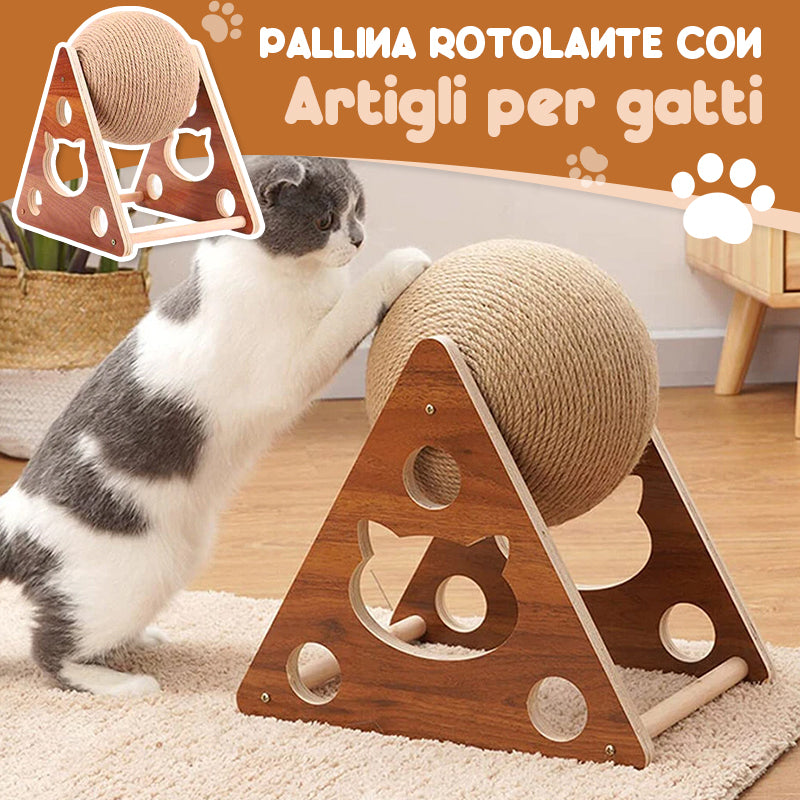 Palla Tiragraffi Rotolante in Sisal per Gatti - Durevole e Divertente per Affilare le Unghie