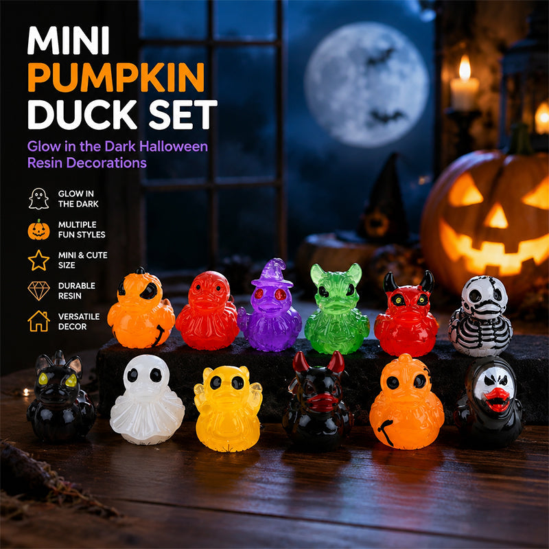 🎃🐤 Mini paperelle in resina per Halloween — 12 modelli spettrali, decorazioni minuscole da 1 pollice