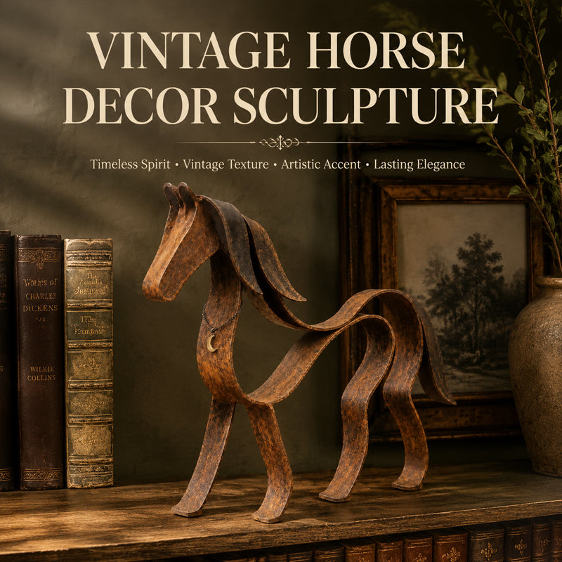 🐎Decorazione vintage a forma di cavallo in metallo con nastro scultore
