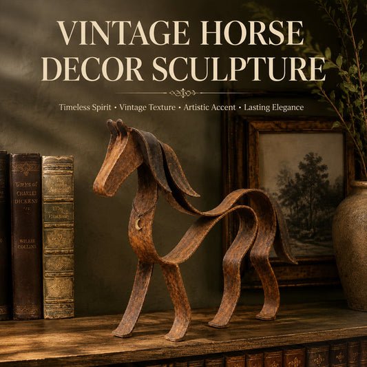🐎Decorazione vintage a forma di cavallo in metallo con nastro scultore