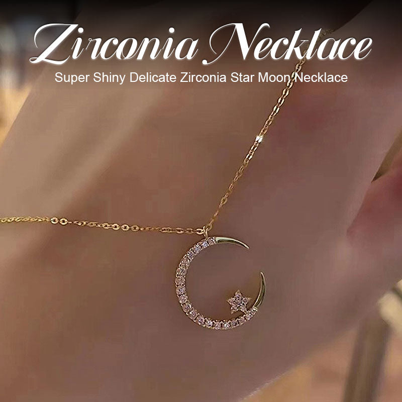 Collana con stella e luna in zircone super lucido e squisito