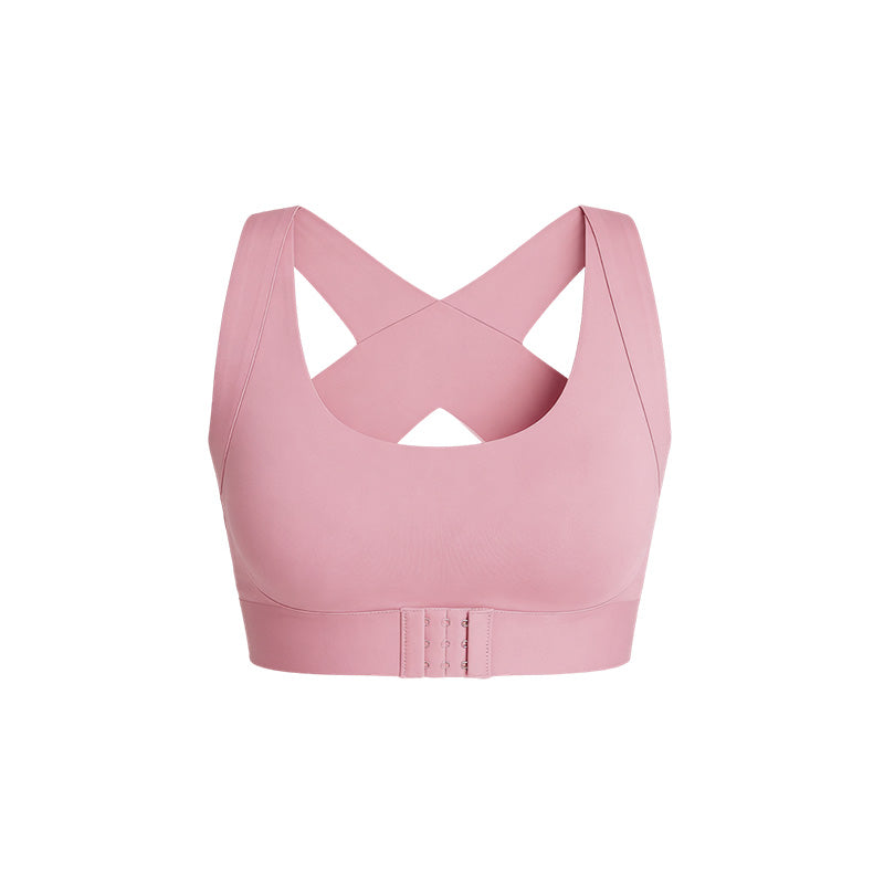 Reggiseno posturale senza ferretto con chiusura frontale e spalline incrociate sulla schien