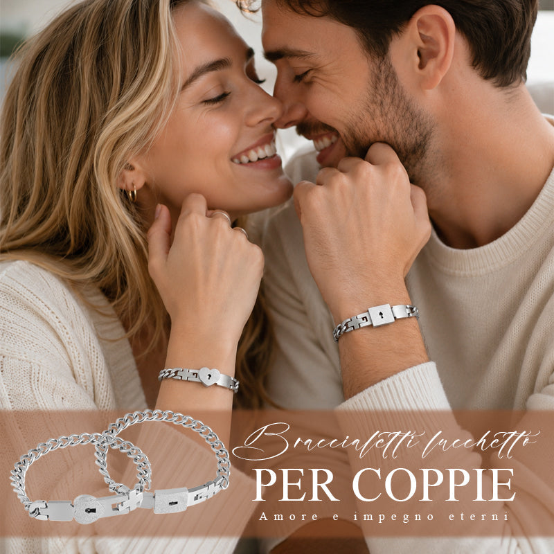 Bracciale di coppia con lucchetto a forma di cuore
