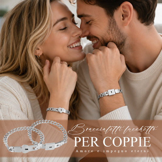 Bracciale di coppia con lucchetto a forma di cuore