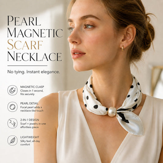 🤍 Collana con sciarpa di perle e chiusura magnetica - Chiusura magnetica, stile istantaneo in pochi secondi! ✨📦