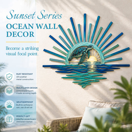 🌅 Decorazione da parete in metallo “Legend of the Sunset Tides” – 🌊 Decorazione da parete in metallo in stile nautico vintage