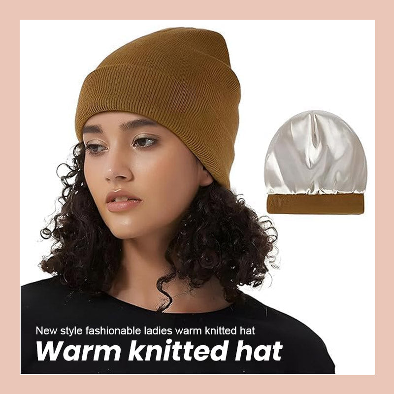 Cappello in maglia con fodera in seta per l'inverno