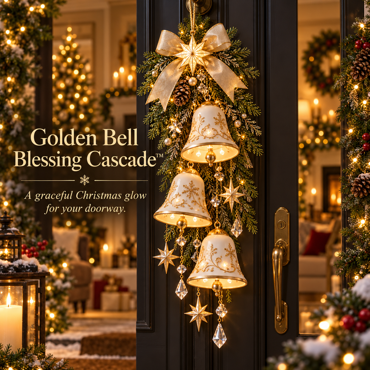 🔔✨Ultimo giorno: SCONTO DEL 49%✨✨ Golden Bell Blessing Cascade™ – Decorazione natalizia luminosa per la porta