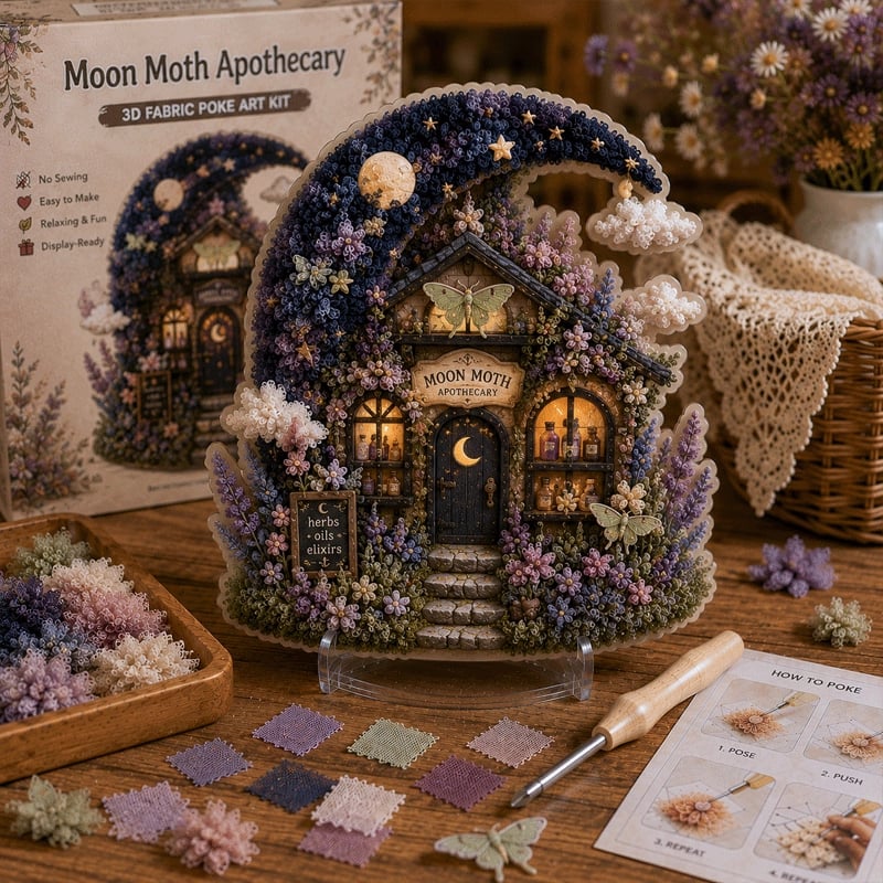 🔥 Ultimo giorno: sconto del 49% – ✨ Kit “Whimsical Village” per arte 3D con tessuto (tecnica Poke Art)