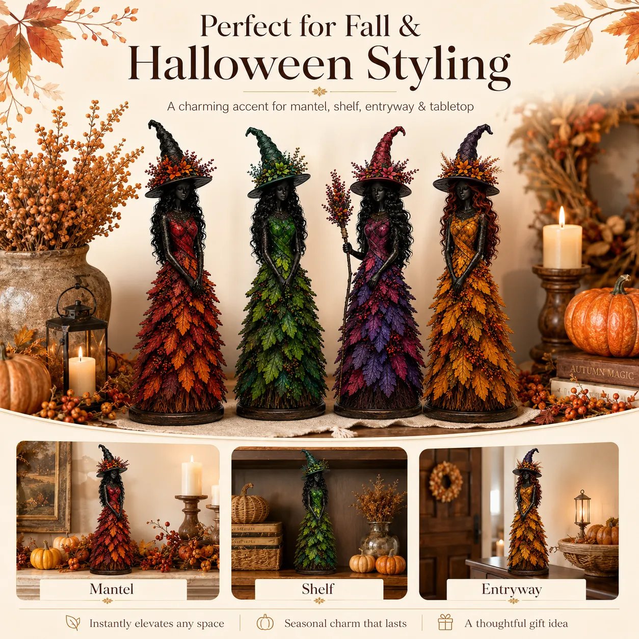 💥ULTIMO GIORNO: SCONTO DEL 49% - 🧙 Statuetta della strega incantata d'autunno (📦Acquistane 2 e la spedizione è gratuita