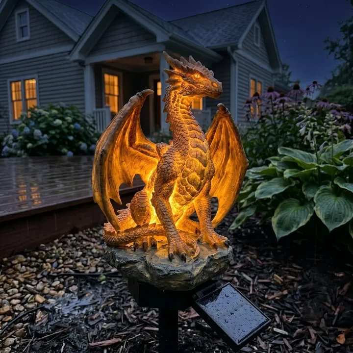 Lampada da giardino a energia solare Dragon Legacy, edizione Golden Embe