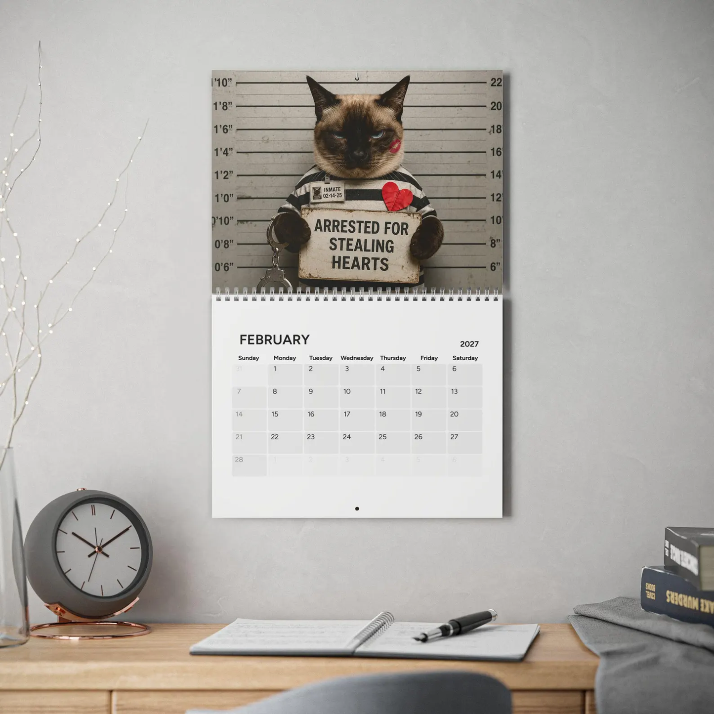😂 Calendario 2027 con le foto segnaletiche dei gatti più divertent