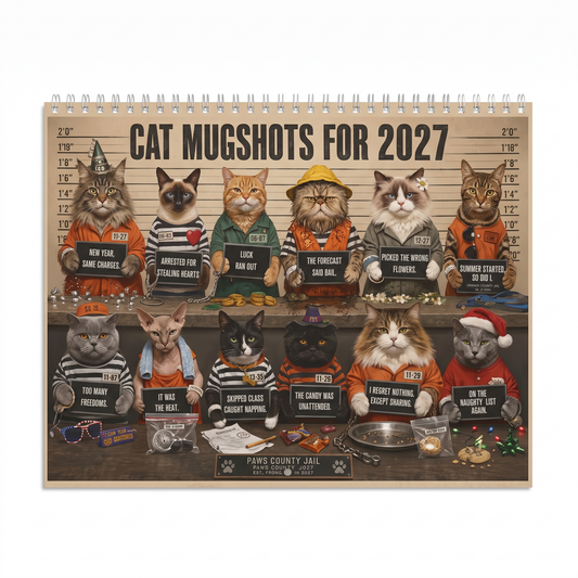 😂 Calendario 2027 con le foto segnaletiche dei gatti più divertent