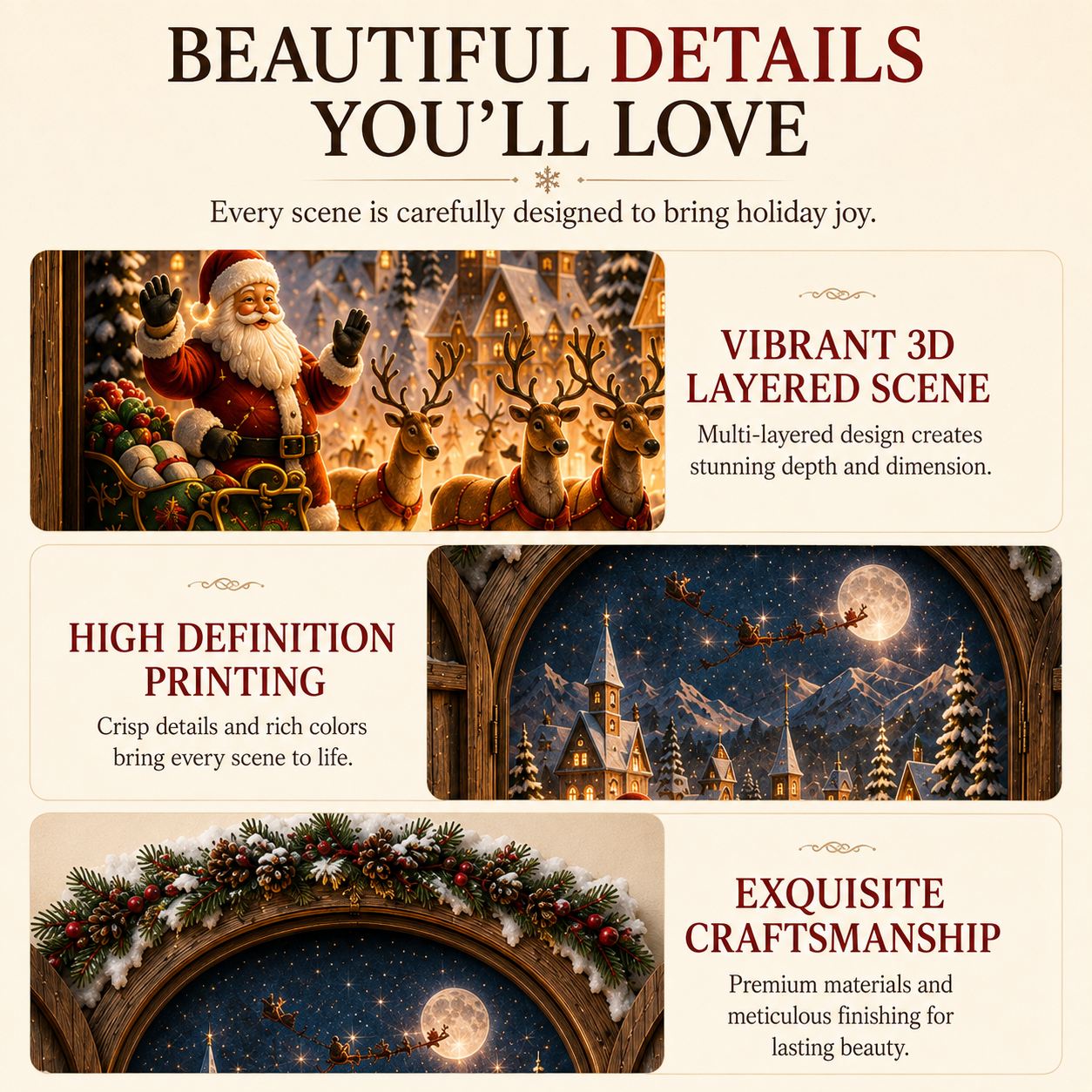 🎄 La finestrella segreta di Babbo Natale — Decorazione da parete natalizia 3D luminosa dell’Artico 🎅