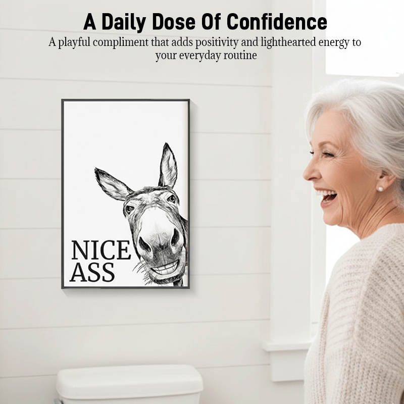 L'arte su tela del bagno con l'asino "Nice Ass" Umorismo nascosto per un bagliore puro