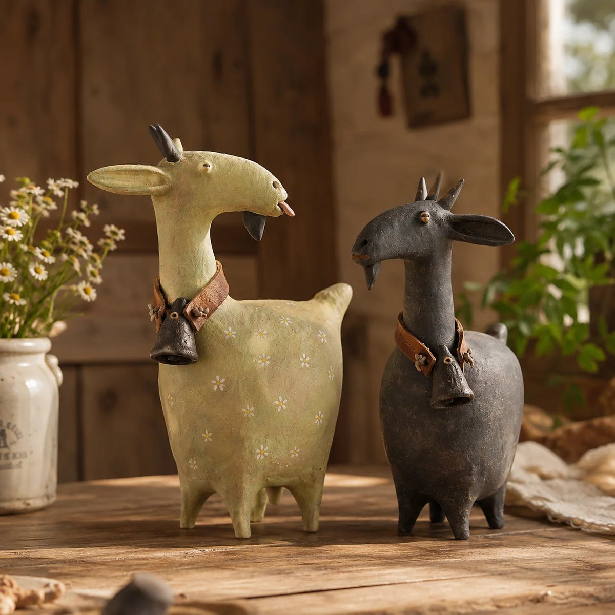 Figurine di caprette in stile rustico stravagant