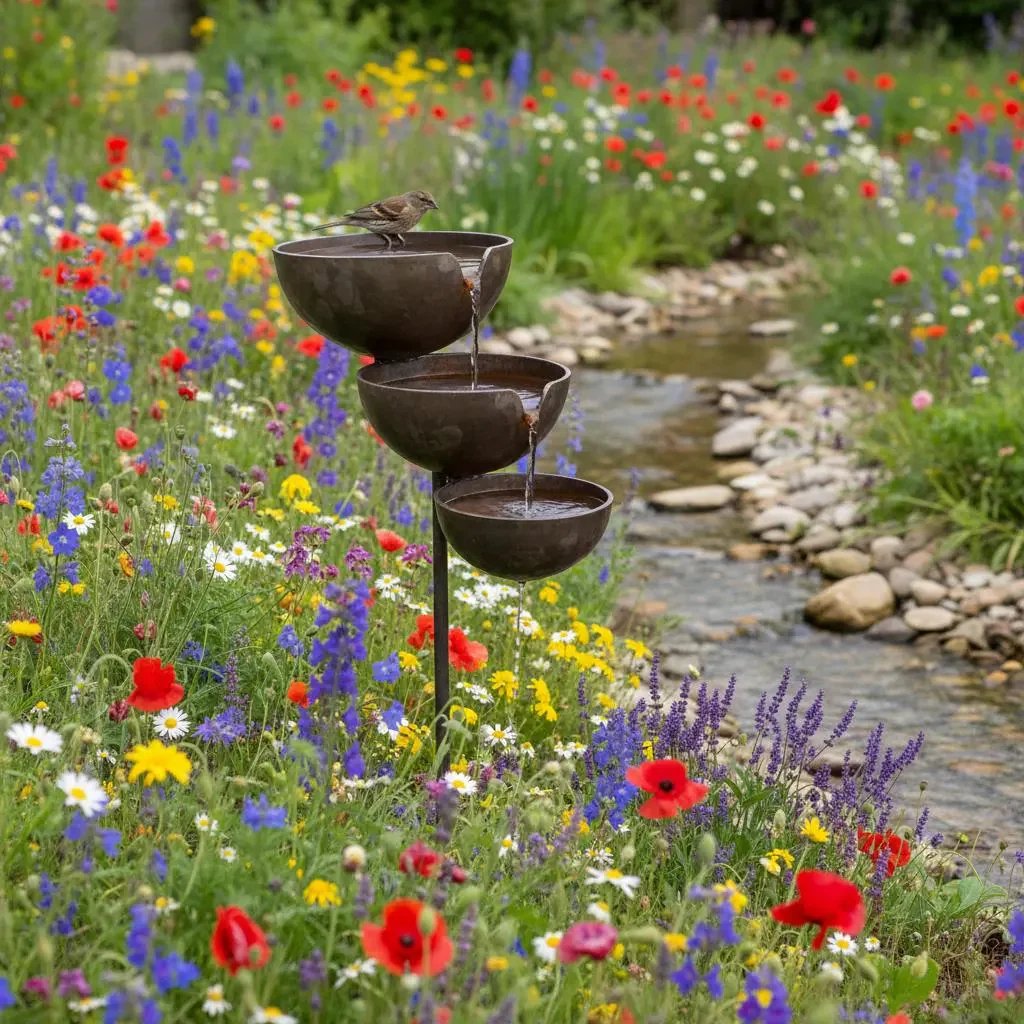 🔥Offerta speciale: 50% di sconto🔥Dai nuova vita al tuo giardino – Una tranquilla vaschetta per uccelli a cascata che raccoglie l'acqua piovana, per accogliere la fauna selvatica del giardino🌿