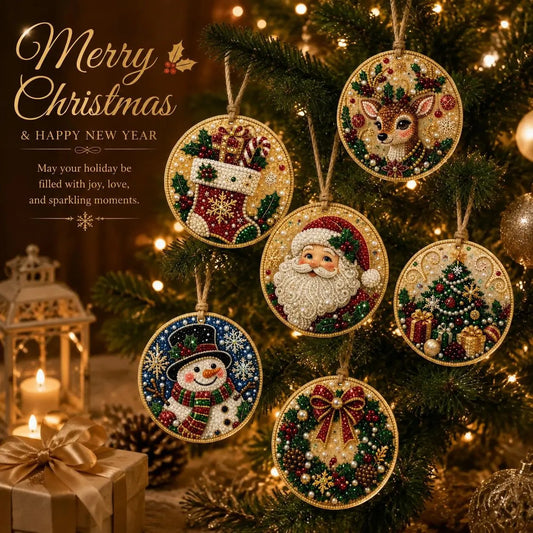 Kit fai da te per decorazioni natalizie con tecnica “diamond painting” – Decorazioni artigianali da appendere all'albero di Natal