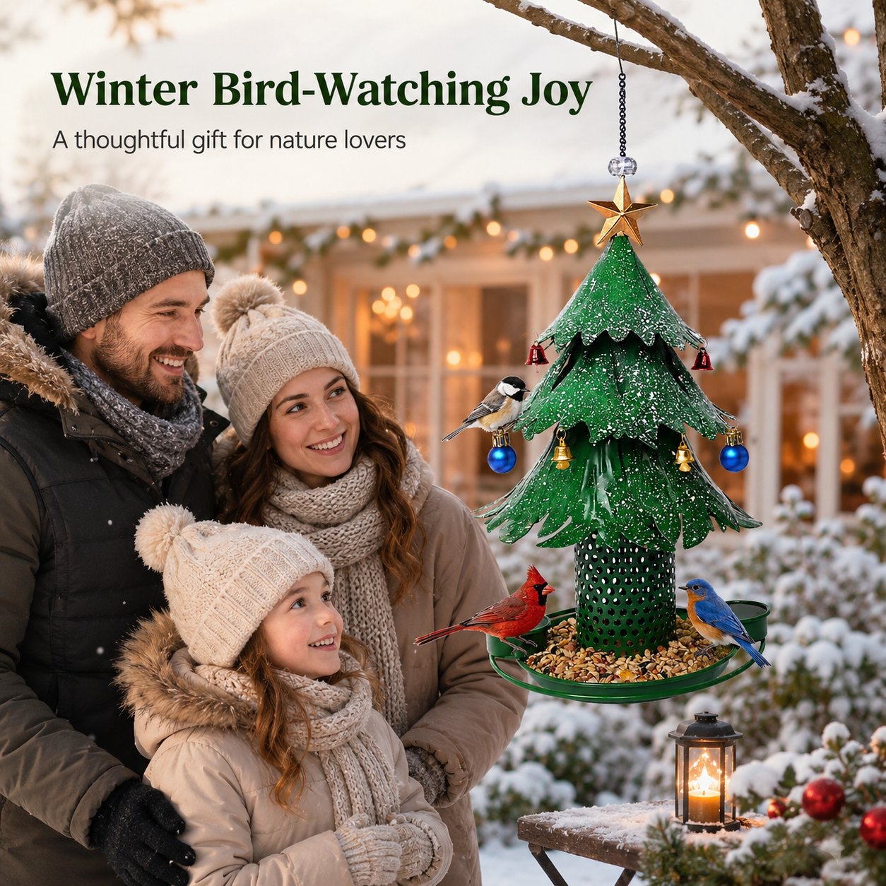 Mangiatoia per uccelli a forma di albero di Natale 🎄 Decorazioni festive per il giardino durante le feste