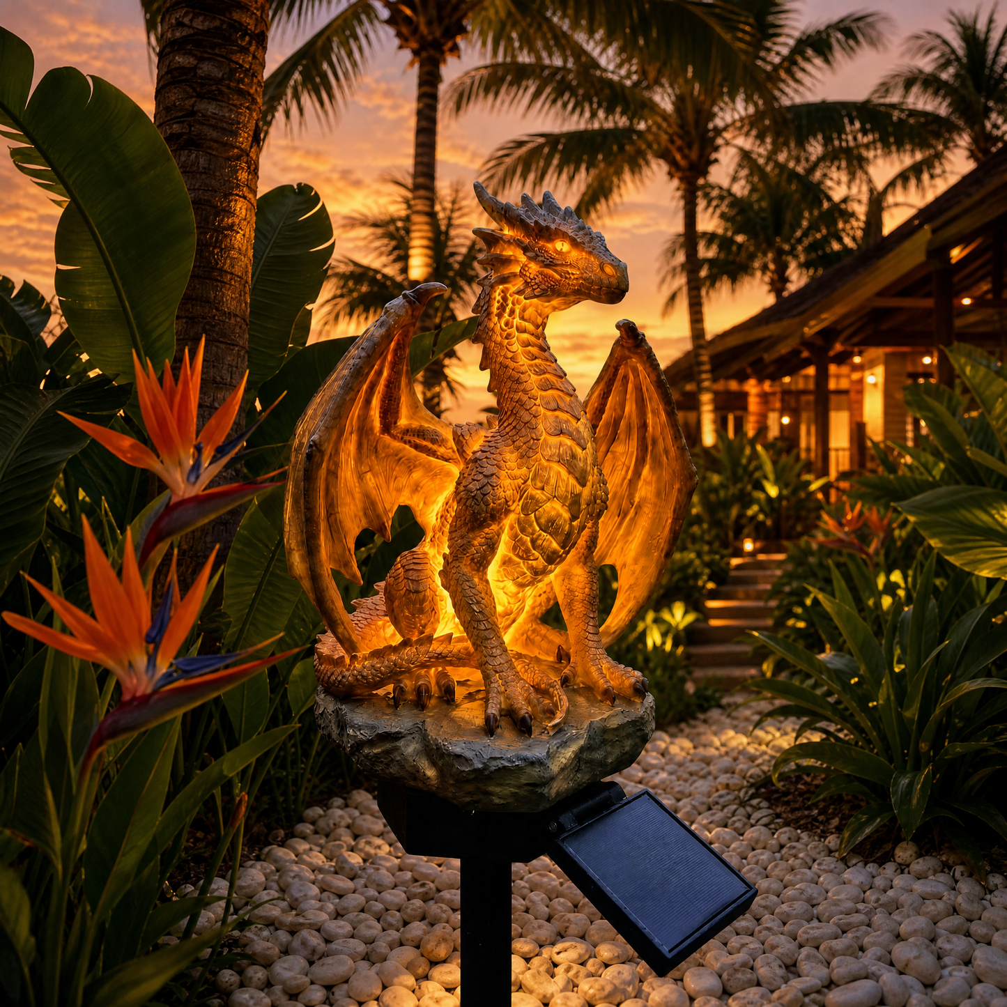 Lampada da giardino a energia solare Dragon Legacy, edizione Golden Embe