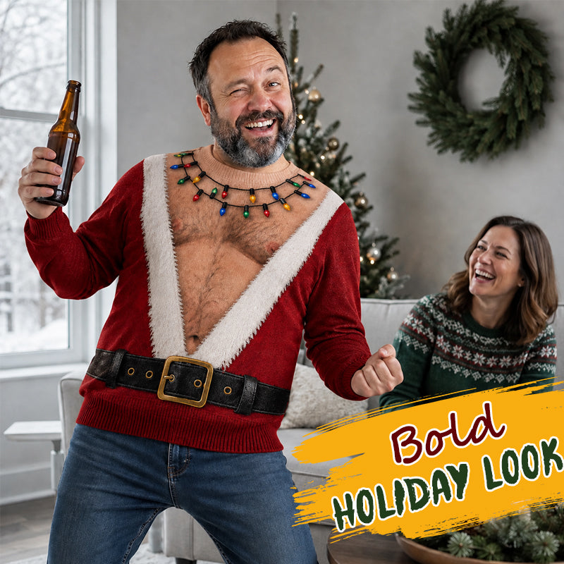 🎅 Divertente maglietta natalizia a maniche lunghe con motivo di Babbo Natale | Maglietta festiva che non passa inosservata per le festività natalizi
