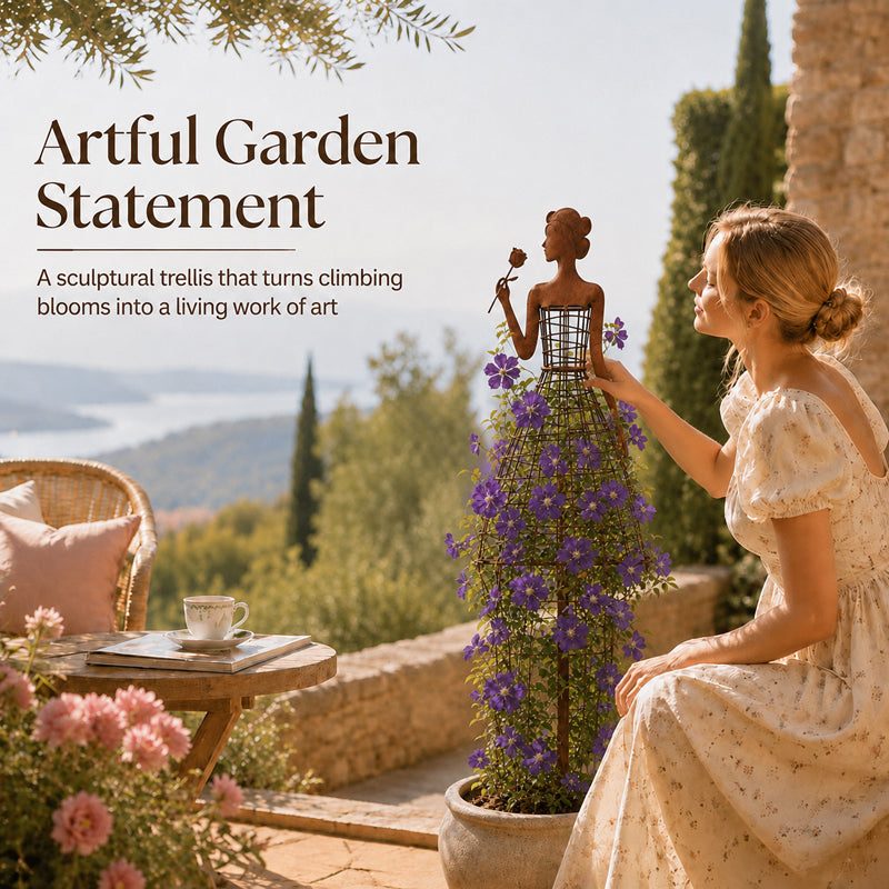 Traliccio rampicante per piante a forma di abito da donna in stile Rust 🌹 Decorazione da giardino per estern