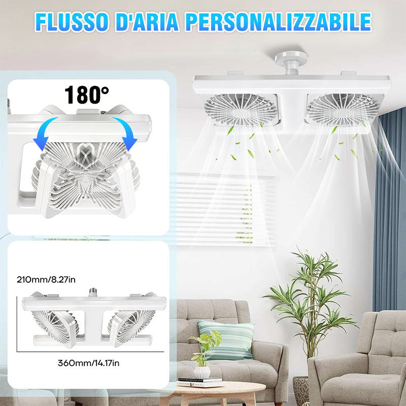 Plafoniera LED Silenziosa con Doppio Ventilatore Integrato