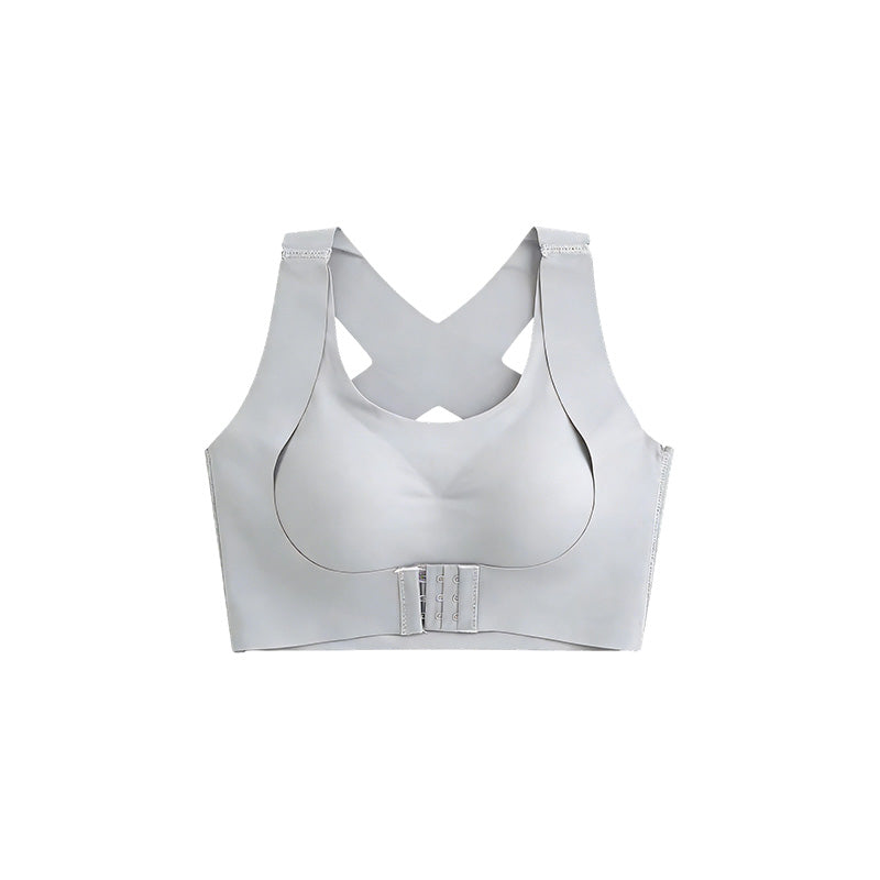 Reggiseno posturale senza ferretto con chiusura frontale e spalline incrociate sulla schien