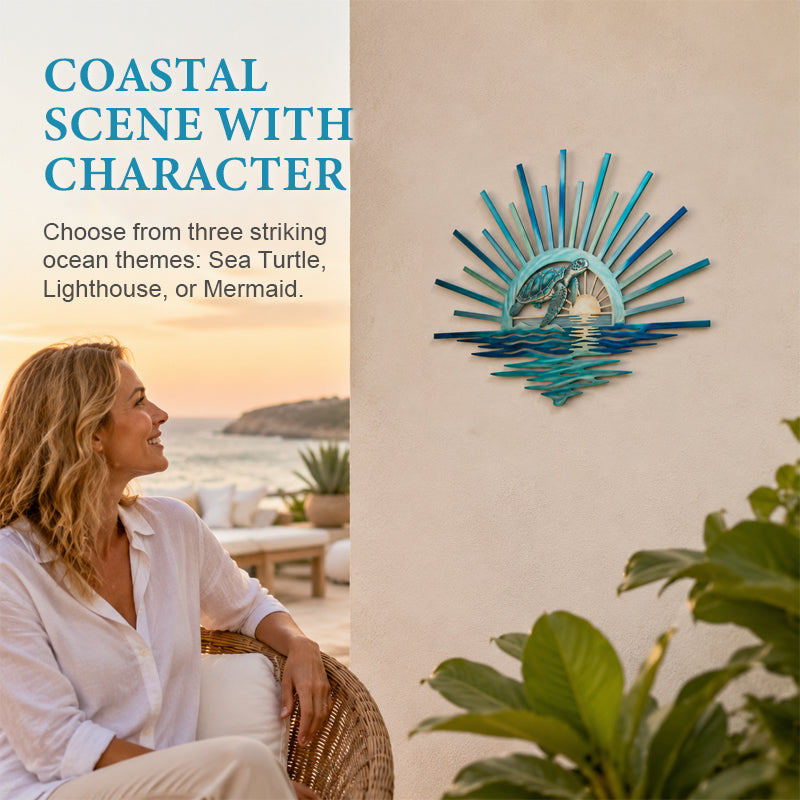 🌅 Decorazione da parete in metallo “Legend of the Sunset Tides” – 🌊 Decorazione da parete in metallo in stile nautico vintage