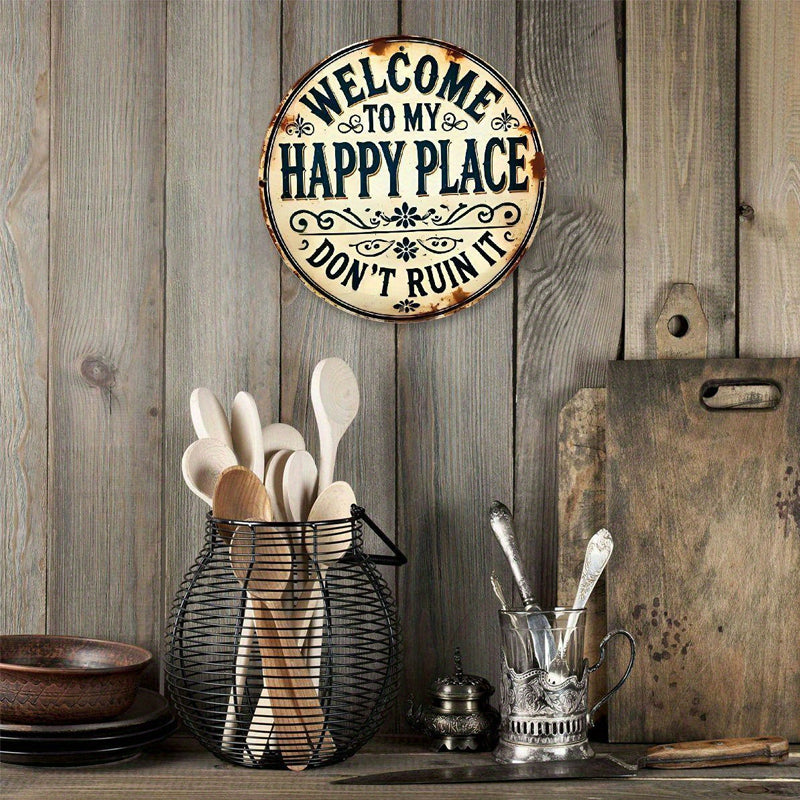 Benvenuti nel mio angolo di paradiso — Per favore, non rovinatelo (cartello decorativo per porta in stile retrò metal