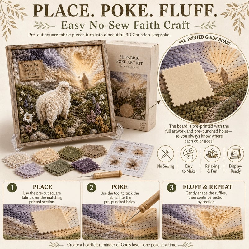 🔥 Ultimo giorno: SCONTO DEL 49% - ✝️Kit per Poke Art 3D in tessuto a tema cristiano (📦Acquistane 2 e la spedizione è gratuita