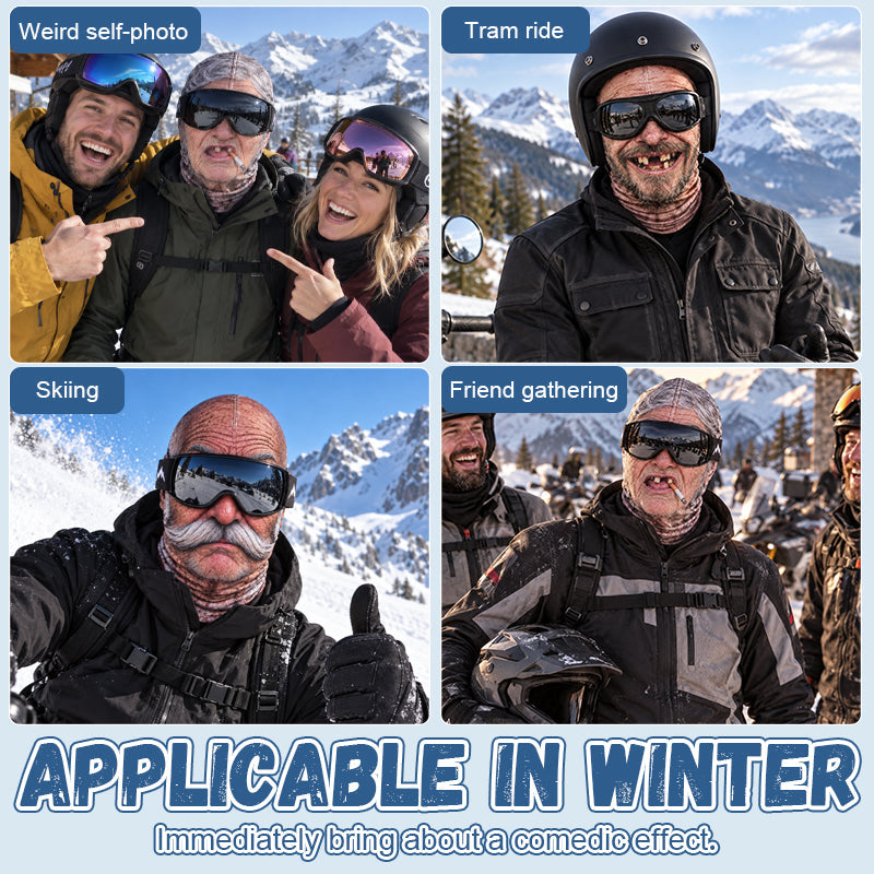 Maschera da sci con volto realistico e divertente – Accessorio esilarante per feste invernali all’aperto in grupp