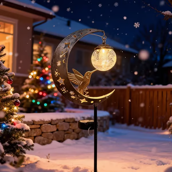 🌙✨Lampada da giardino a energia solare “Hummingbird Moon” con picchett