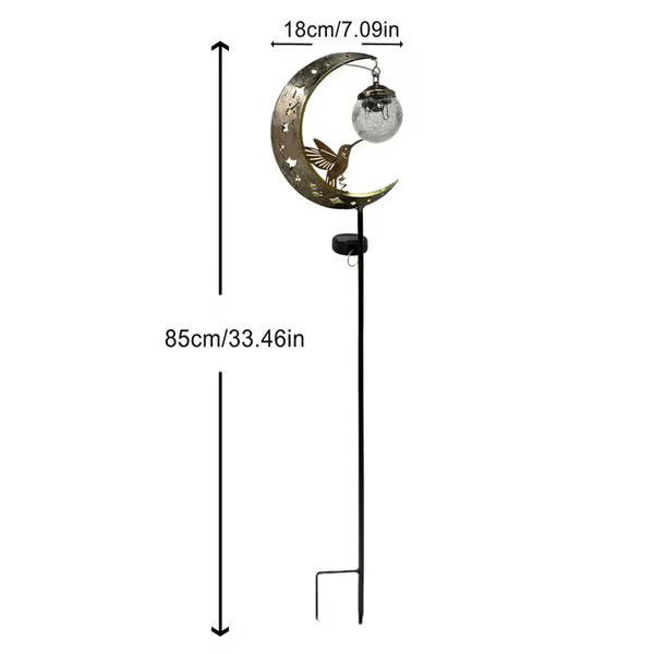 🌙✨Lampada da giardino a energia solare “Hummingbird Moon” con picchett