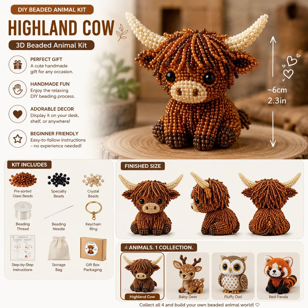 🧵✨ Kit fai da te per creare piccoli animaletti in 3D con perlin