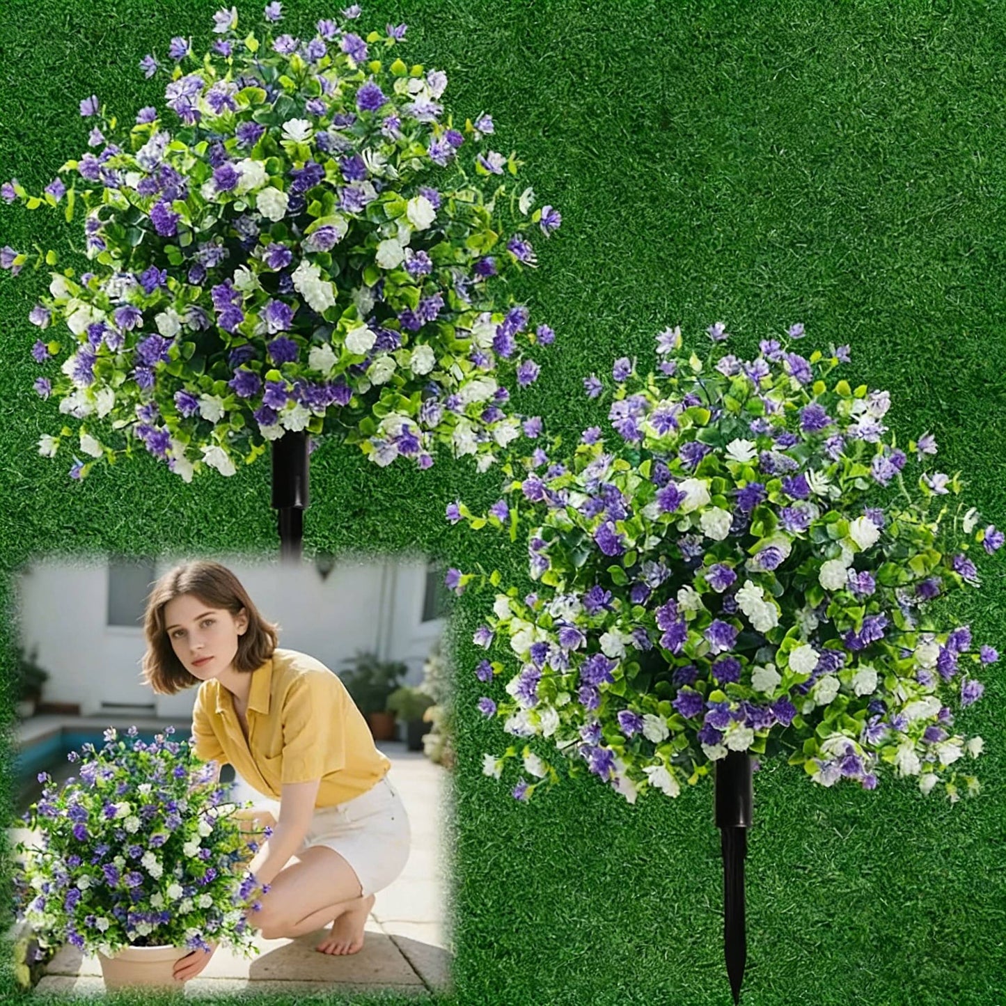 🌸Alberi artificiali in vaso con picchetti di fissaggio