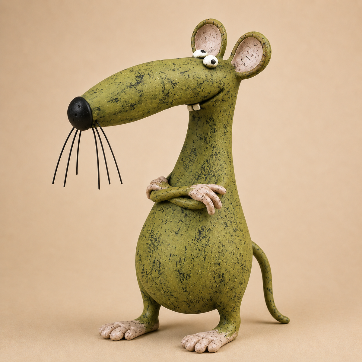 Fantasiosa statuetta vintage di topo e gatt