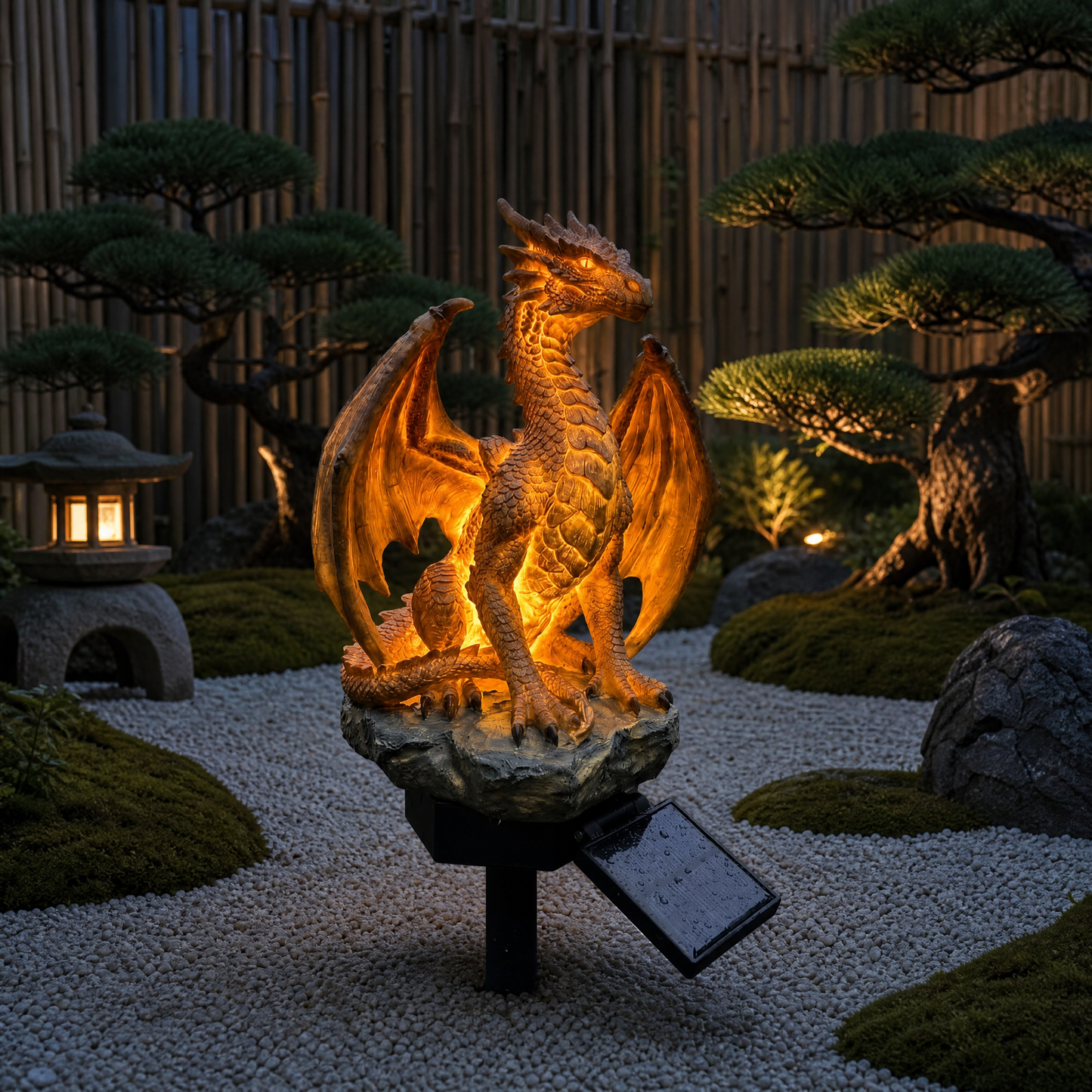 Lampada da giardino a energia solare Dragon Legacy, edizione Golden Embe