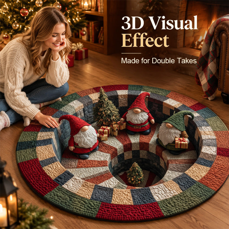 Tappeto rotondo natalizio 3D con Babbo Natal