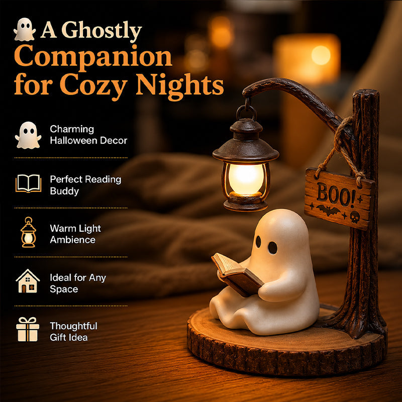 Lampada da lettura a forma di fantasma per Halloween | Figurina decorativa da tavolo, inquietante e accogliente, con lanterna e luce notturn