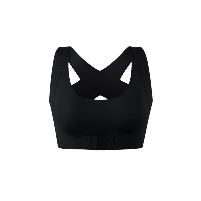 Reggiseno posturale senza ferretto con chiusura frontale e spalline incrociate sulla schien