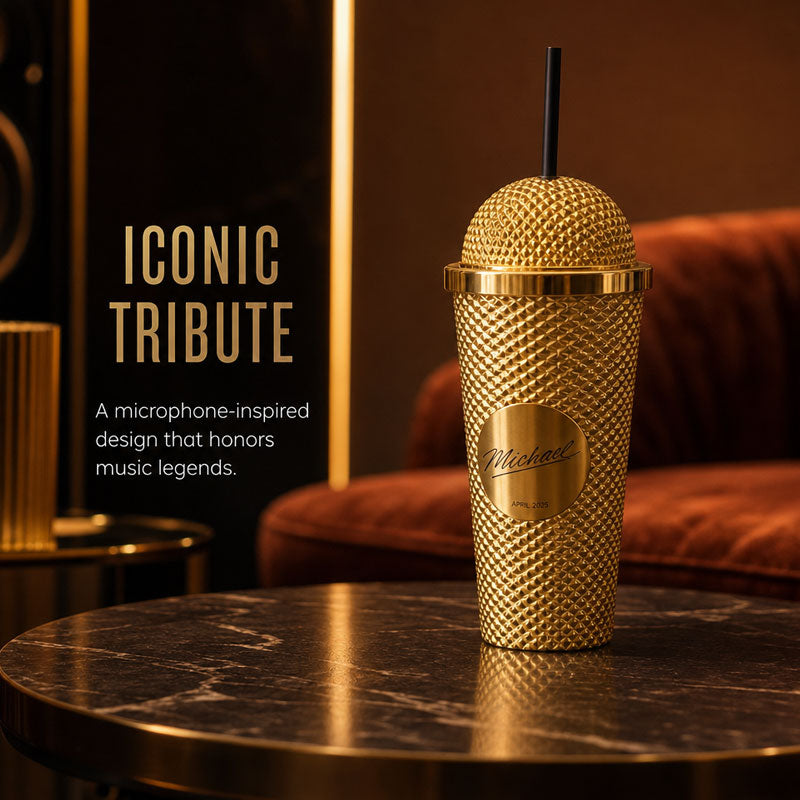 Bicchiere a forma di microfono Superstar | Unico bicchiere nei colori oro e ner