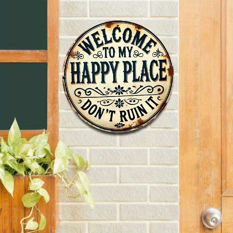 Benvenuti nel mio angolo di paradiso — Per favore, non rovinatelo (cartello decorativo per porta in stile retrò metal