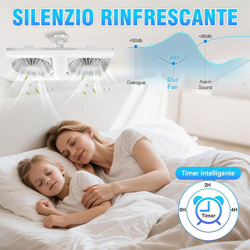 Plafoniera LED Silenziosa con Doppio Ventilatore Integrato