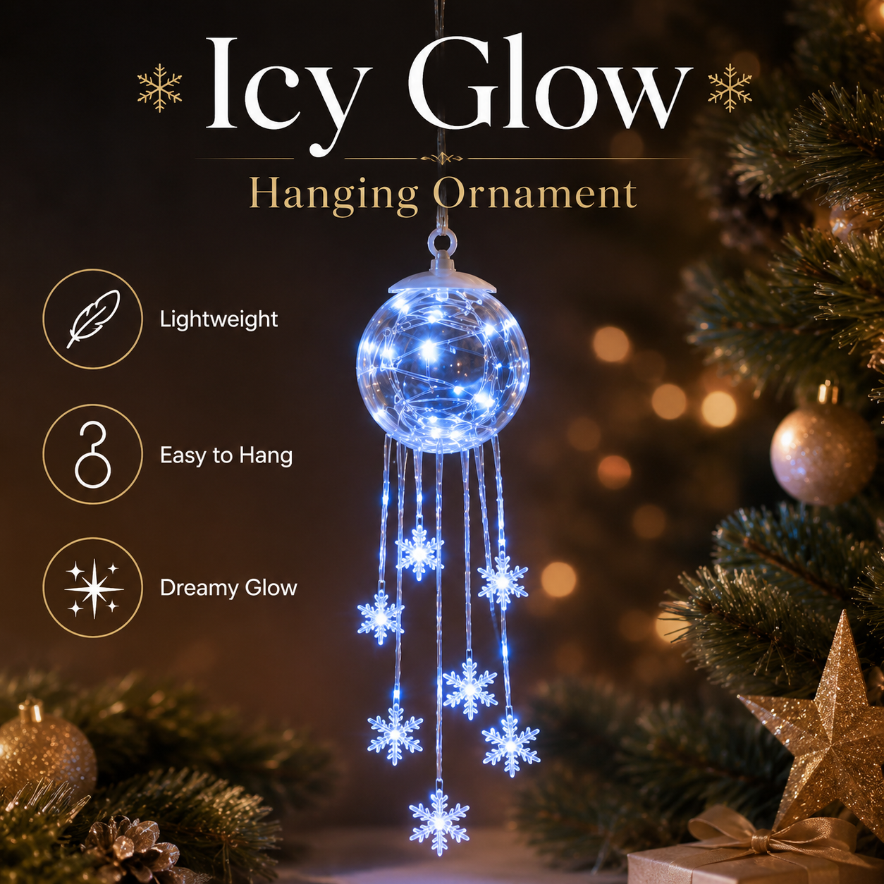 Winter Magic Snowflake Cascade – Decorazione natalizia sospesa a LED❄️